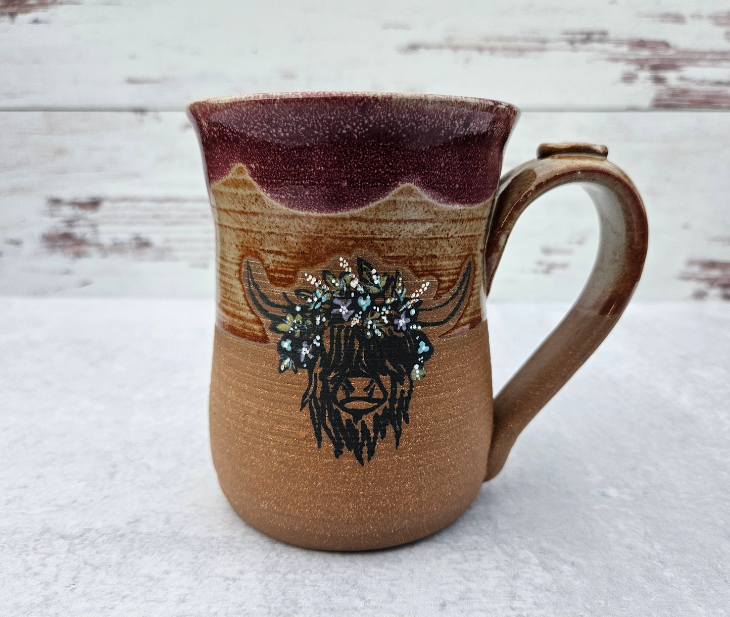 Highlander Mug | 16 oz. Cream and Burgundy