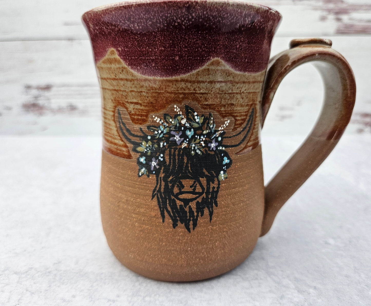 Highlander Mug | 16 oz. Cream and Burgundy