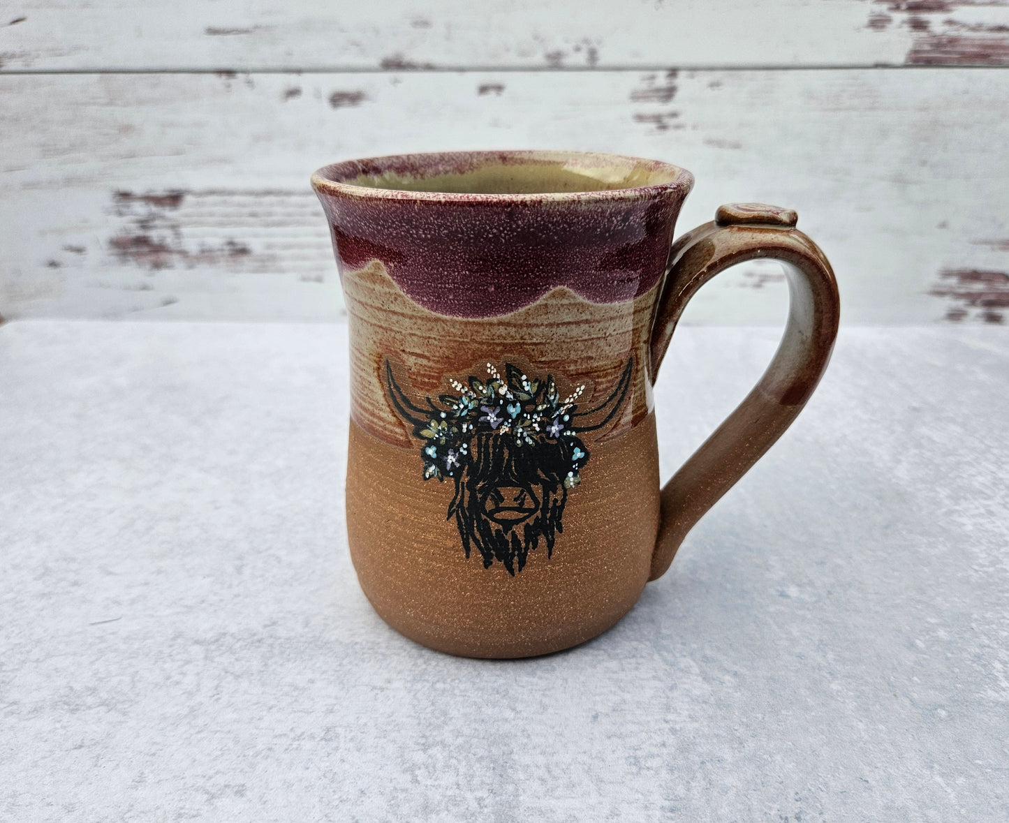 Highlander Mug | 16 oz. Cream and Burgundy