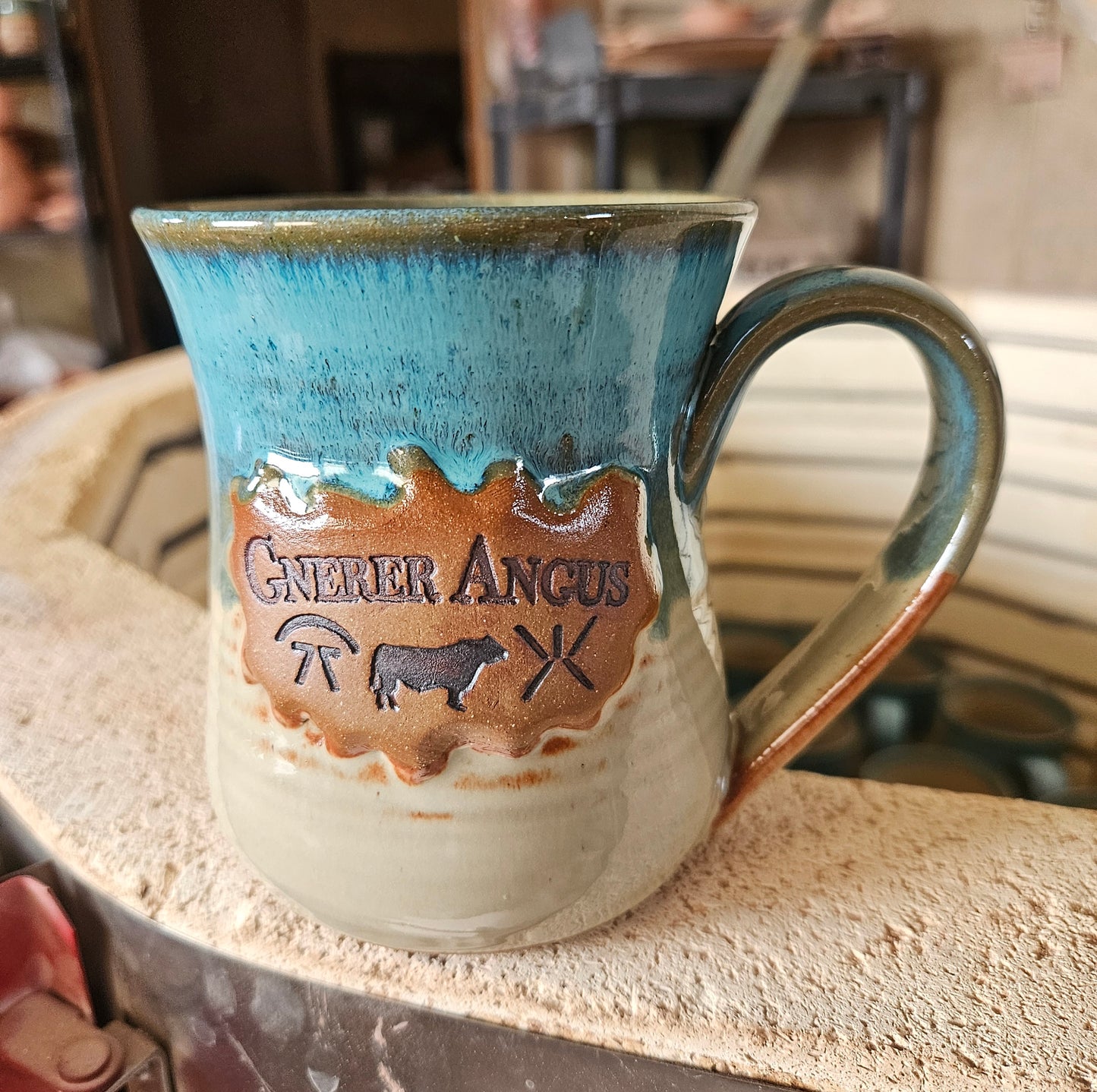 Custom Brand Mug | Turquoise and Cream
