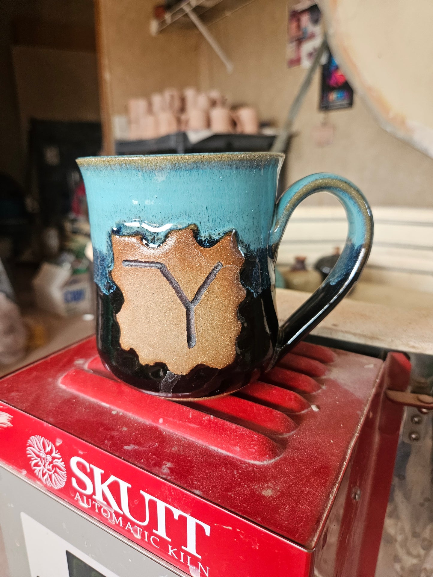 Custom Brand Mug | Turquoise and Black