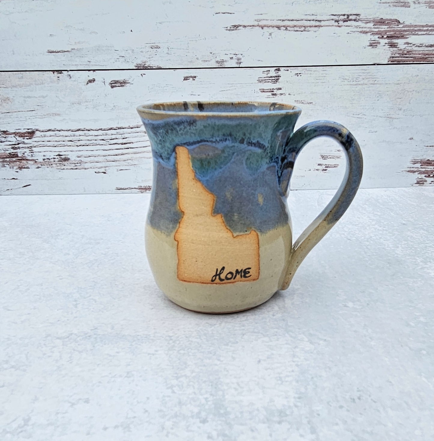 Idaho State Mug 》Cream and Blue