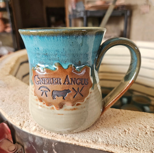 Custom Brand Mug | Turquoise and Cream