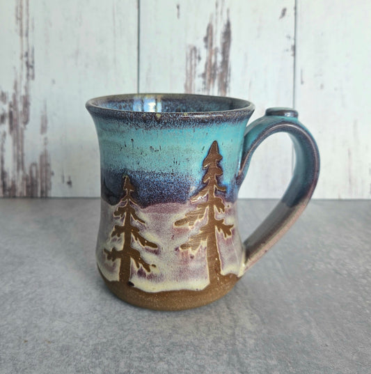 Tree Line Mug | Turquoise and Pink