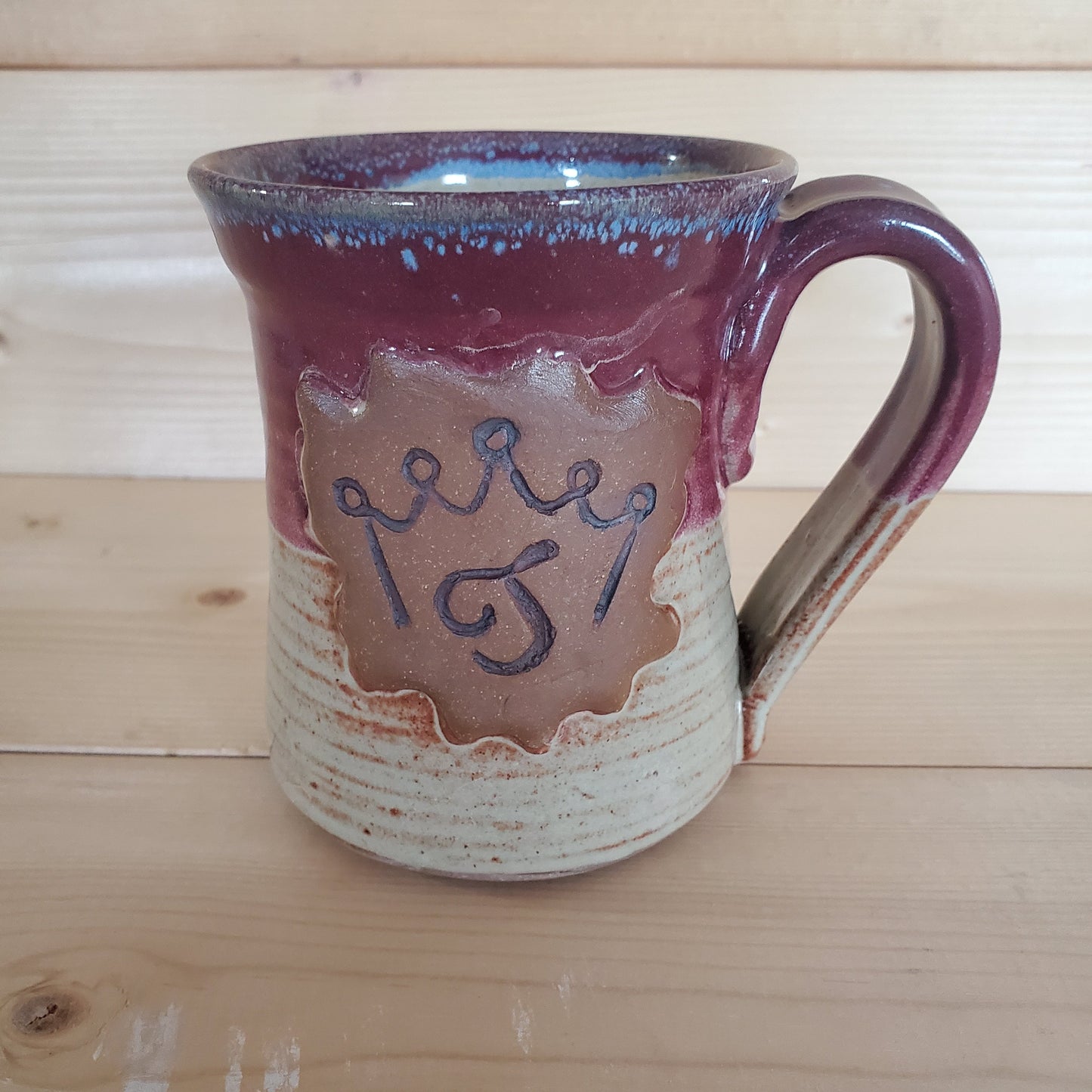 Set of 2 | Custom Brand Mug | Cream Burgundy Blue