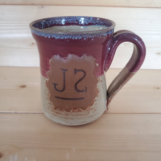 Custom Brand Mug | Cream Burgundy Blue