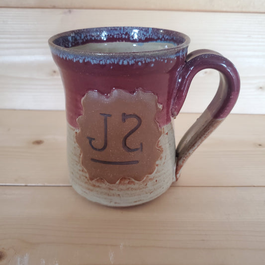 Set of 2 | Custom Brand Mug | Cream Burgundy Blue